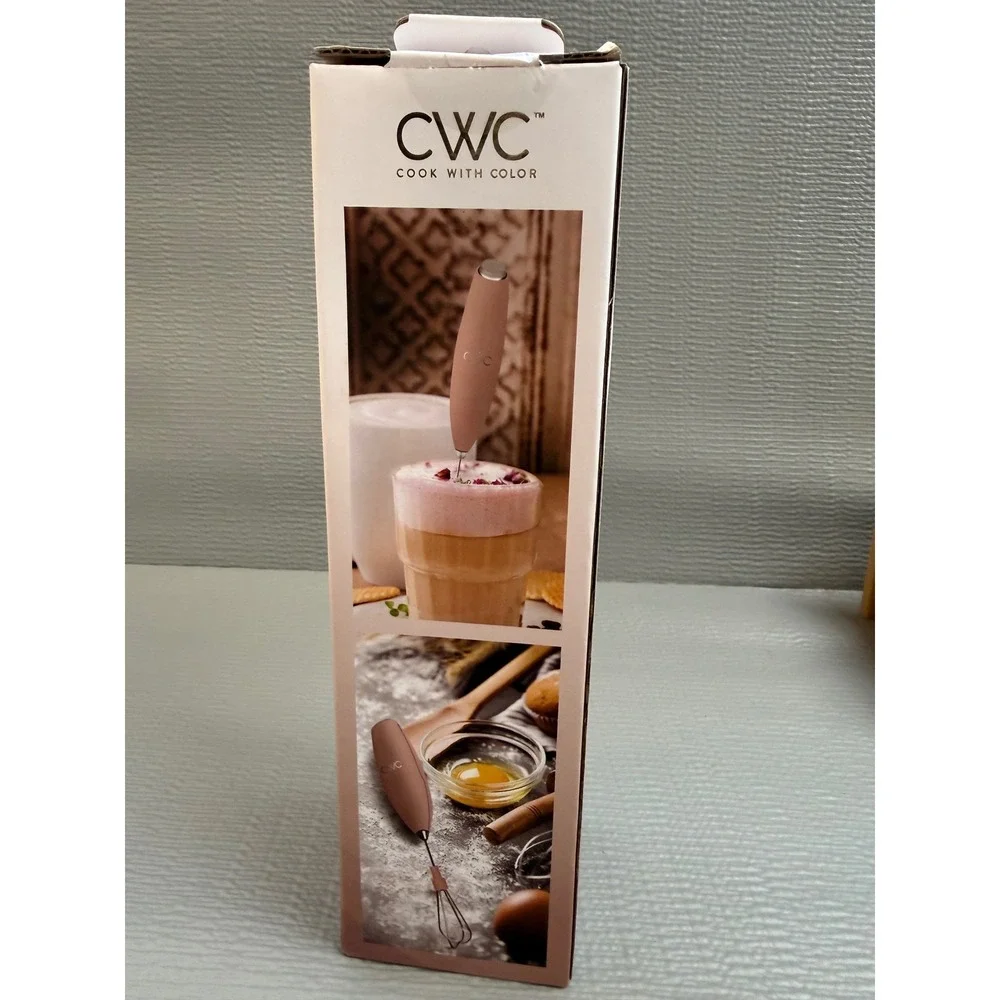 CWC Cook With Color 2-in-1 Milk Frother and Egg Whisk Rose Gold with Stand NEW